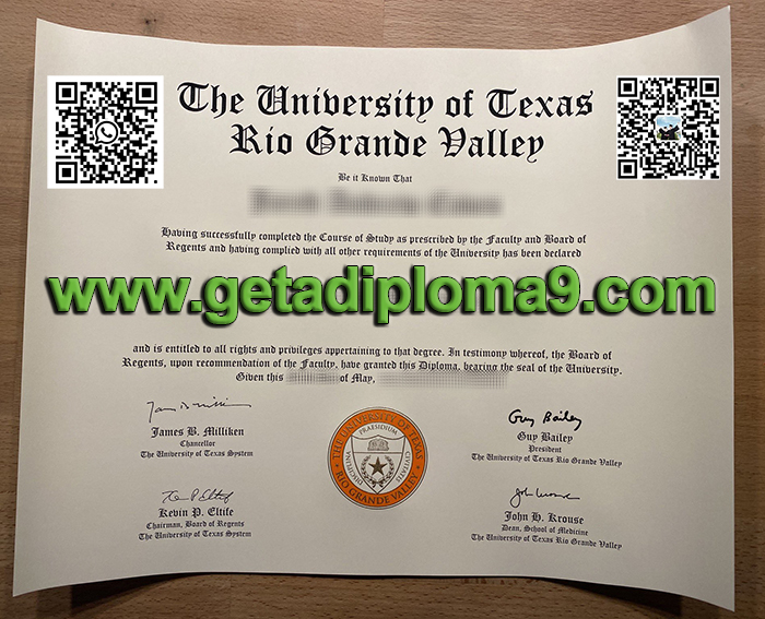 UTRGV diploma. Fake UTRGV degree. Buy fake The University of Texas Rio Grande Valley diploma.