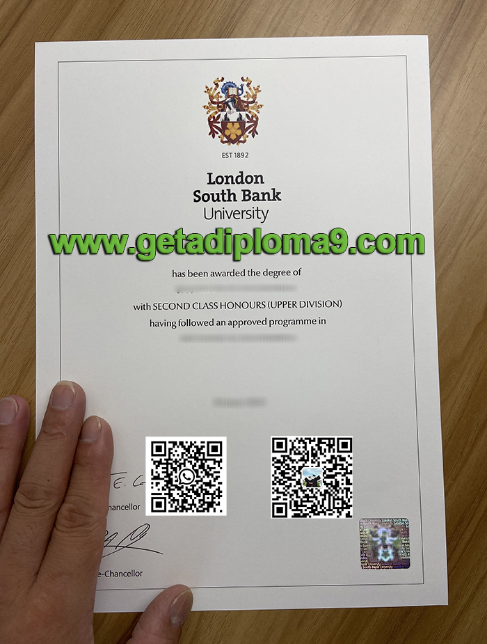 fake London South Bank University diploma