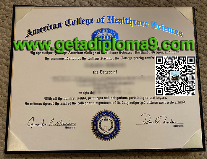 The official certificate and official transcript of The American College of Healthcare Sciences. ACHS certificate.