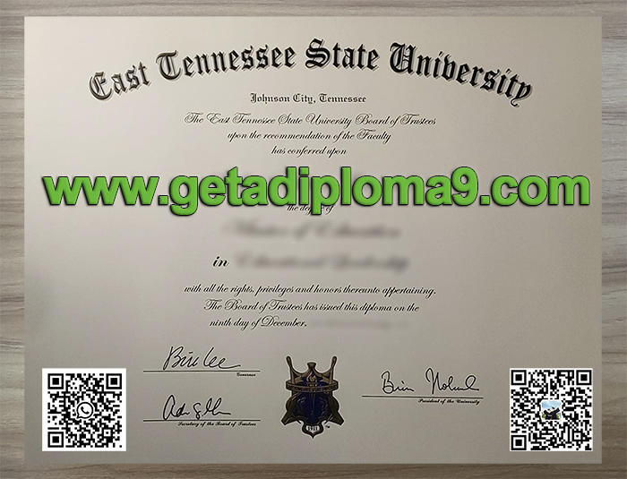 East Tennessee State University diploma. ETSU degree certificate. fake transcript.