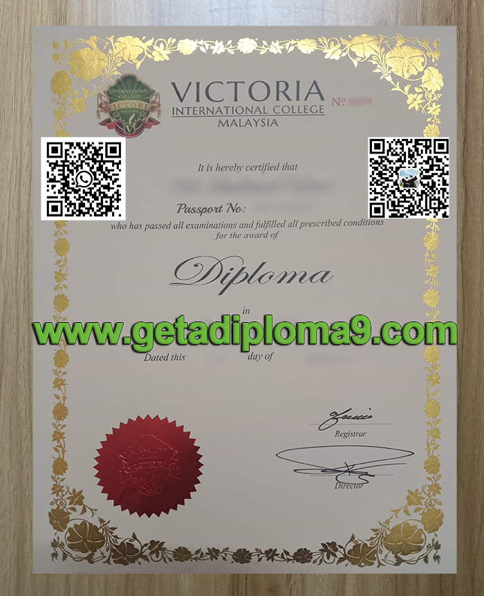 Fake Victoria International College certificate.