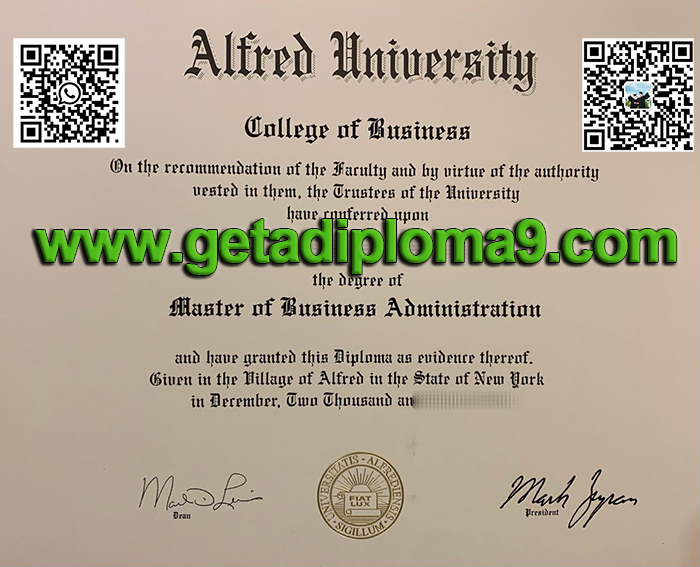 Alfred University degree certificate