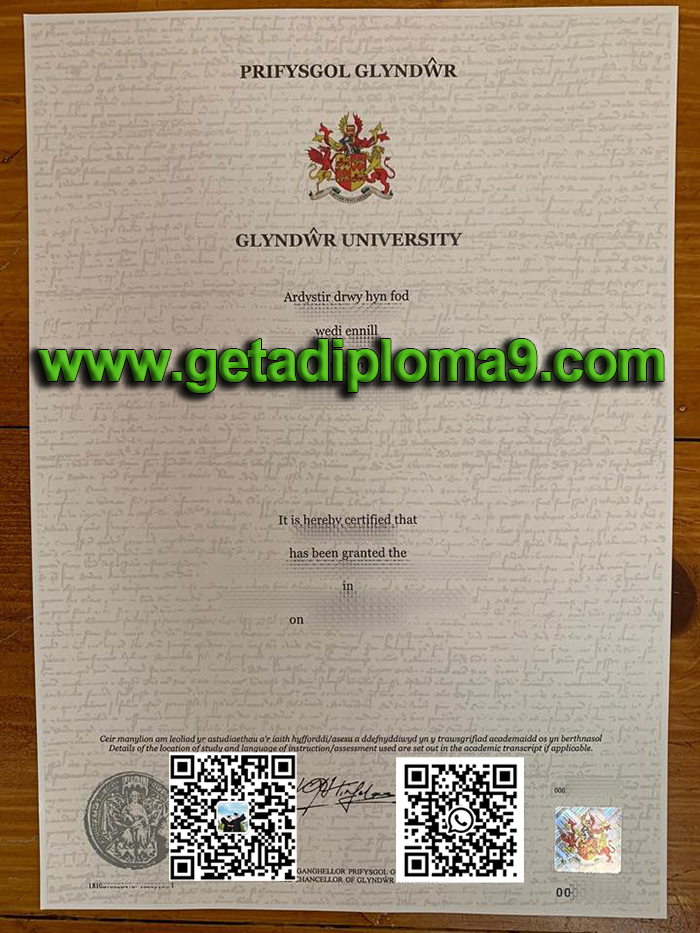 Wrexham Glyndŵr University degree certificate