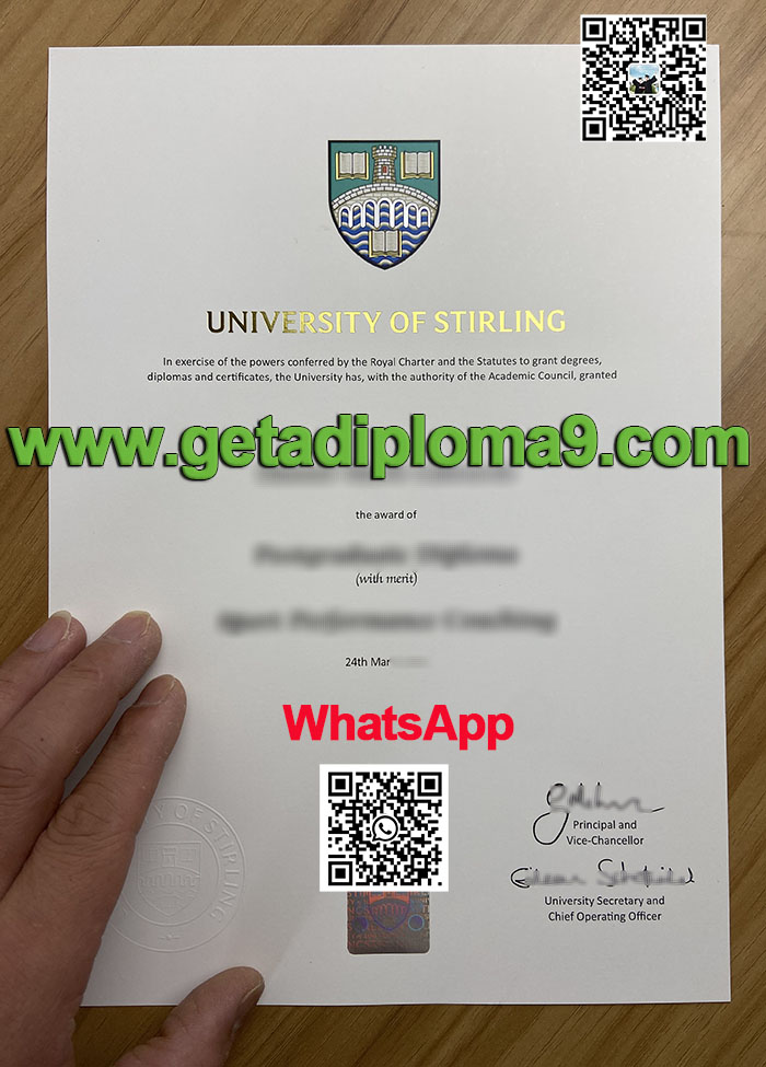Shruiglea diploma. Fake University of Stirling diploma
