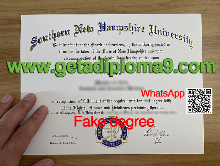 SNHU diploma. Southern New Hampshire University degree.
